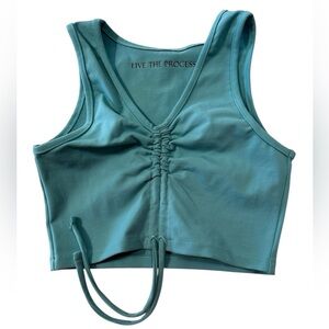 Live The Process Aqua Ruched Crop Top